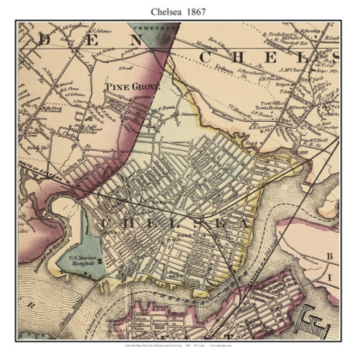 Chelsea Massachusetts 1867 Old Town Map Custom Print - Boston Environs - Suffolk  Co.