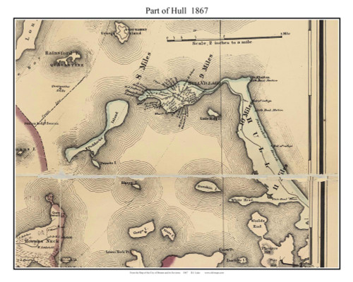 Hull (partial) Massachusetts 1867 Old Town Map Custom Print - Boston Environs - Plymouth  Co.