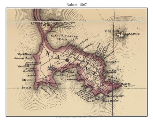 Nahant Massachusetts 1867 Old Town Map Custom Print - Boston Environs - Essex  Co.