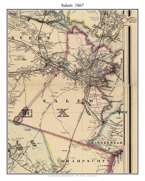 Salem Massachusetts 1867 Old Town Map Custom Print - Boston Environs - Essex  Co.