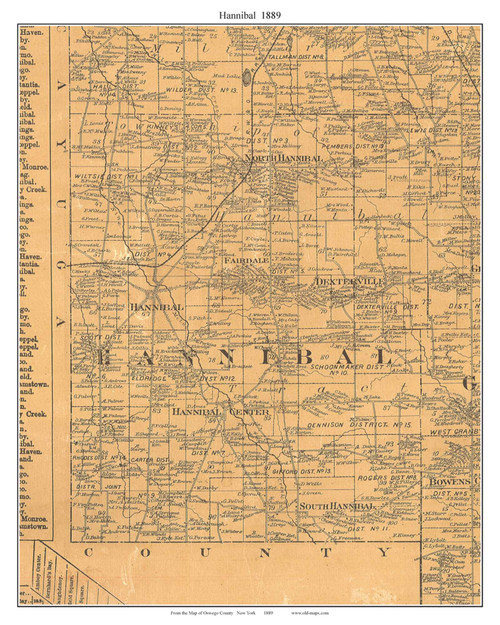 Hannibal, New York 1889 Old Town Map Custom Print - Oswego Co.