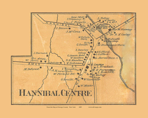 Hannibal Centre, New York 1889 Old Town Map Custom Print - Oswego Co.