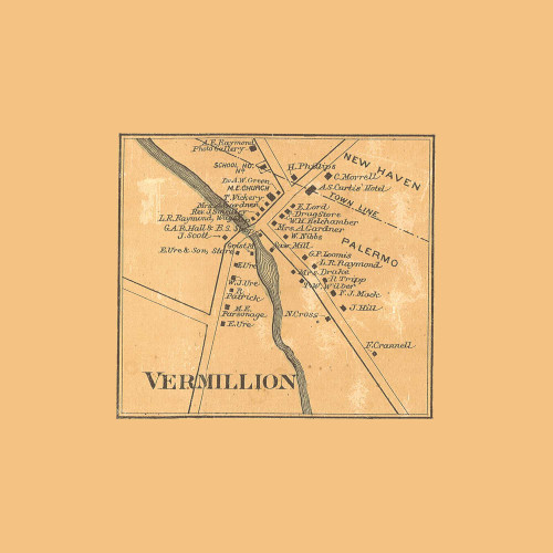 Vermillion Village, Palermo, New York 1889 Old Town Map Custom Print - Oswego Co.
