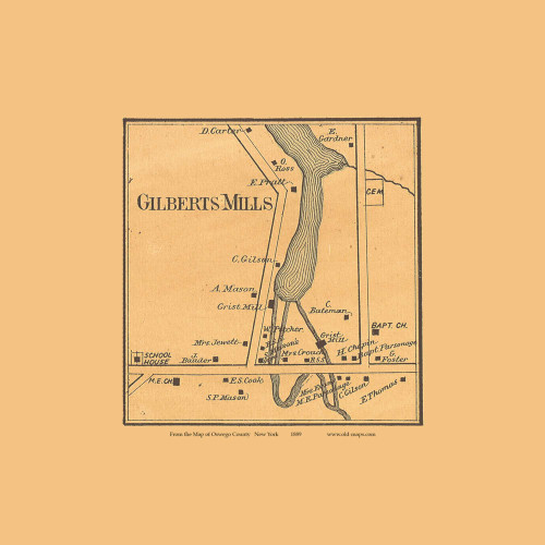 Gilberts Mills, Schroeppel, New York 1889 Old Town Map Custom Print - Oswego Co.