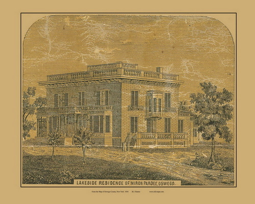 Residence of Miron Pardee, New York 1854 Old Town Map Custom Print - Oswego Co.