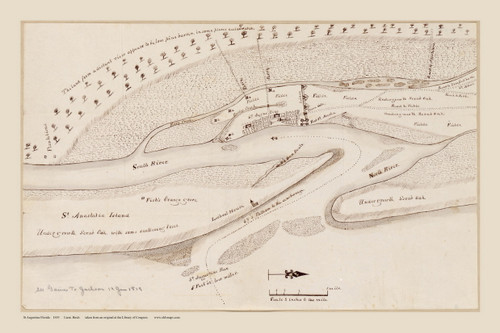 St Augustine 1819  - Old Map Reprint - Florida Cities