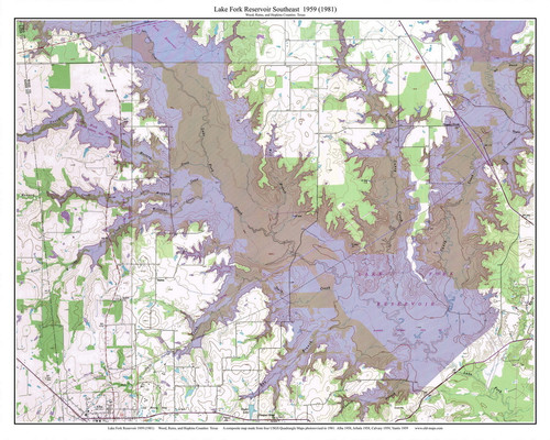 Lake Fork Reservoir Southeast 1959 - Custom USGS Old Topo Map - Texas
