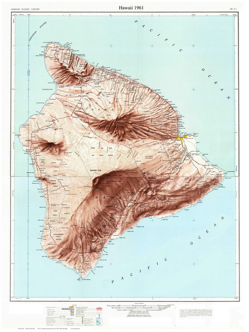 Hawaii 1961 - Custom USGS Old Topo Map - Hawaii 1:250,000