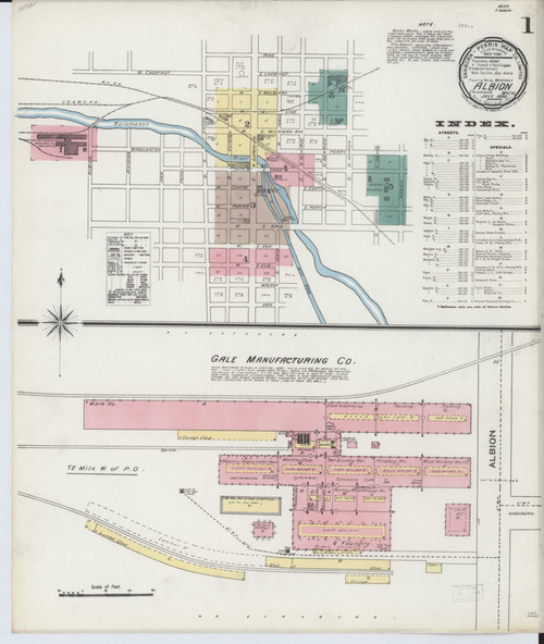 Albion Michigan 1893 - Fire Insurance Index - Old Map Reprint