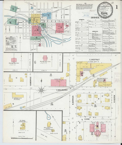Albion Michigan 1900 - Fire Insurance Index - Old Map Reprint