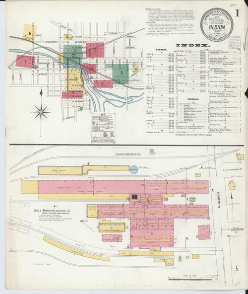 Albion Michigan 1907 - Fire Insurance Index - Old Map Reprint