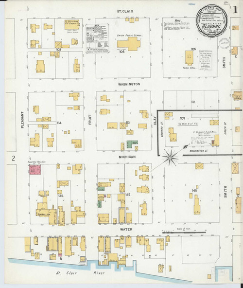 Algonac Michigan 1900 - Fire Insurance Index - Old Map Reprint