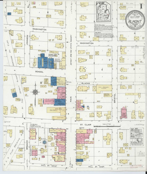 Almont Michigan 1921 - Fire Insurance Index - Old Map Reprint