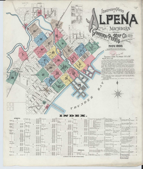 Alpena Michigan 1895 - Fire Insurance Index - Old Map Reprint