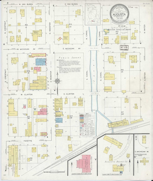 Augusta Michigan 1932 - Fire Insurance Index - Old Map Reprint