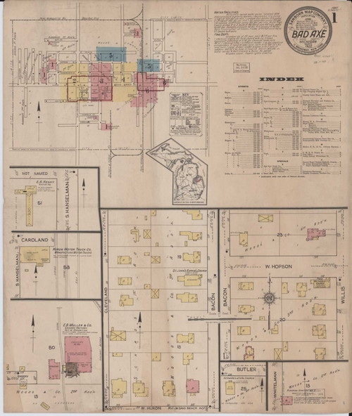 Bad Axe Michigan 1922 - Fire Insurance Index - Old Map Reprint
