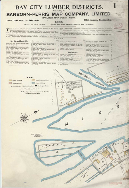 Bay City Michigan 1895 - Fire Insurance Index - Old Map Reprint