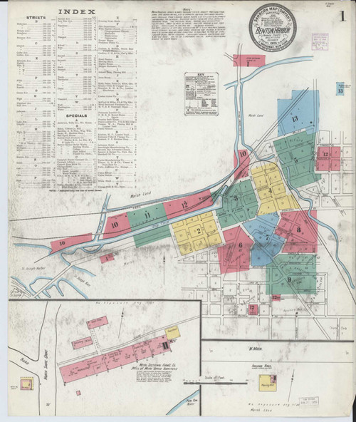 Benton Harbor Michigan 1905 - Fire Insurance Index - Old Map Reprint