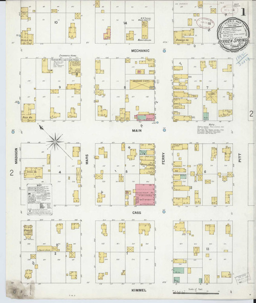 Berrien Springs Michigan 1899 - Fire Insurance Index - Old Map Reprint