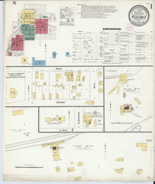 Bessemer Michigan 1908 - Fire Insurance Index - Old Map Reprint