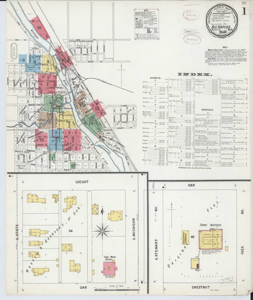 Big Rapids Michigan 1899 - Fire Insurance Index - Old Map Reprint