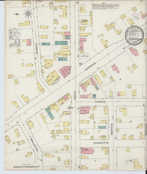 Birmingham Michigan 1893 - Fire Insurance Index - Old Map Reprint