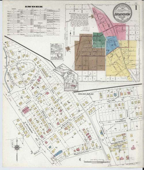 Birmingham Michigan 1921 - Fire Insurance Index - Old Map Reprint