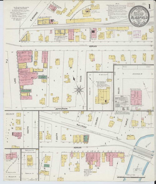 Blissfield Michigan 1907 - Fire Insurance Index - Old Map Reprint