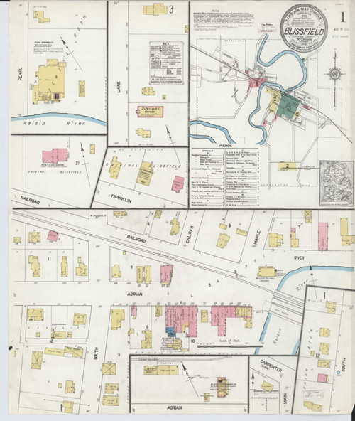 Blissfield Michigan 1912 - Fire Insurance Index - Old Map Reprint