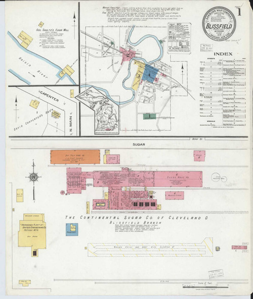 Blissfield Michigan 1919 - Fire Insurance Index - Old Map Reprint