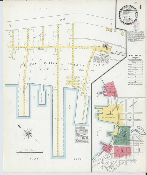 Boyne City Michigan 1901 - Fire Insurance Index - Old Map Reprint