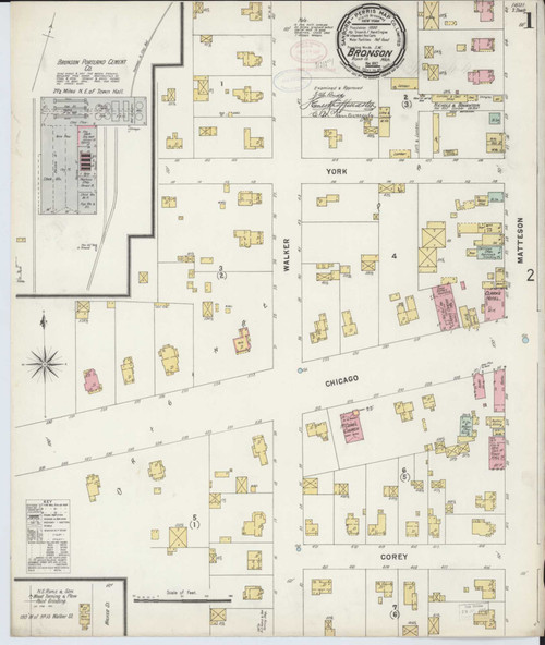 Bronson Michigan 1897 - Fire Insurance Index - Old Map Reprint