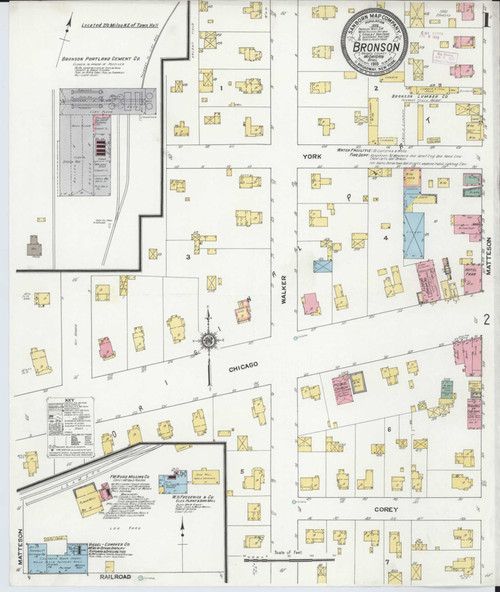 Bronson Michigan 1916 - Fire Insurance Index - Old Map Reprint
