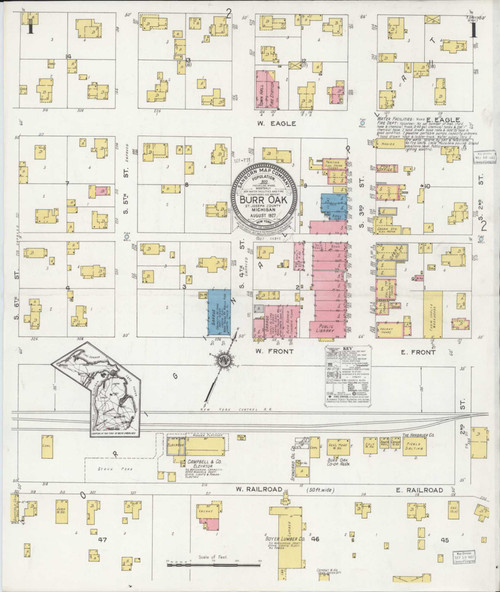 Burr Oak Michigan 1927 - Fire Insurance Index - Old Map Reprint