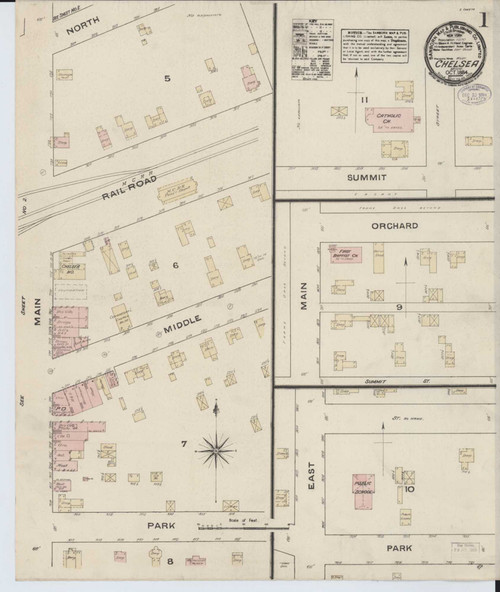 Chelsea Michigan 1884 - Fire Insurance Index - Old Map Reprint