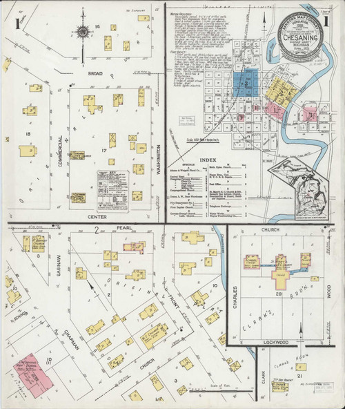 Chesaning Michigan 1925 - Fire Insurance Index - Old Map Reprint