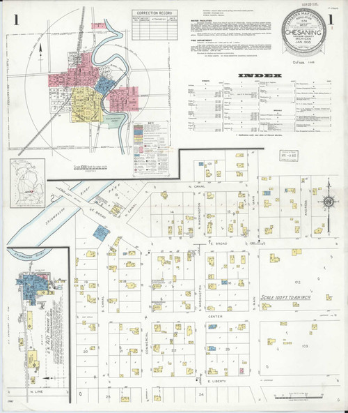 Chesaning Michigan 1935 - Fire Insurance Index - Old Map Reprint
