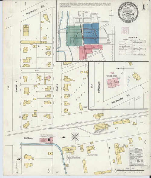 Clinton Michigan 1907 - Fire Insurance Index - Old Map Reprint
