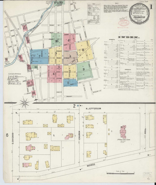 Coldwater Michigan 1897 - Fire Insurance Index - Old Map Reprint