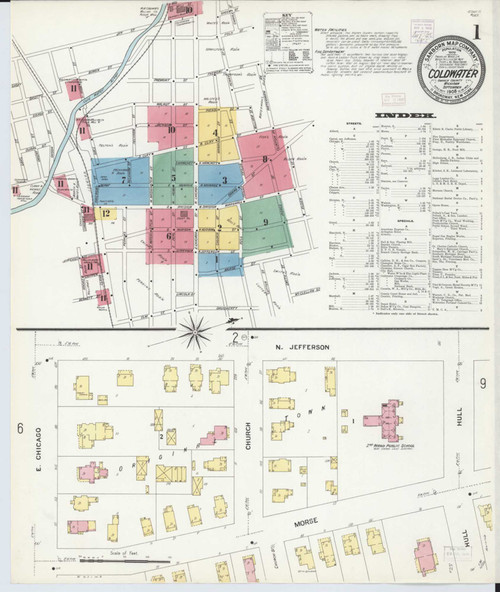 Coldwater Michigan 1908 - Fire Insurance Index - Old Map Reprint