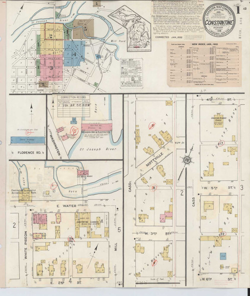 Constantine Michigan 1932 - Fire Insurance Index - Old Map Reprint