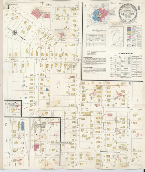 Decatur Michigan 1944 - Fire Insurance Index - Old Map Reprint