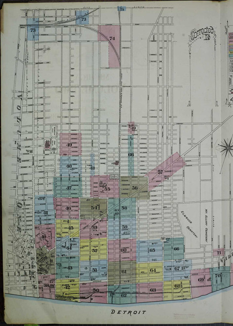 Detroit Michigan 1884 V2 - Fire Insurance Index - Old Map Reprint