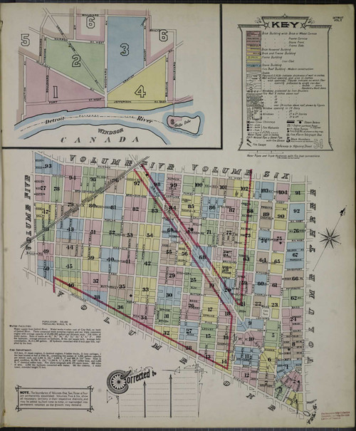 Detroit Michigan 1897 V2 - Fire Insurance Index - Old Map Reprint