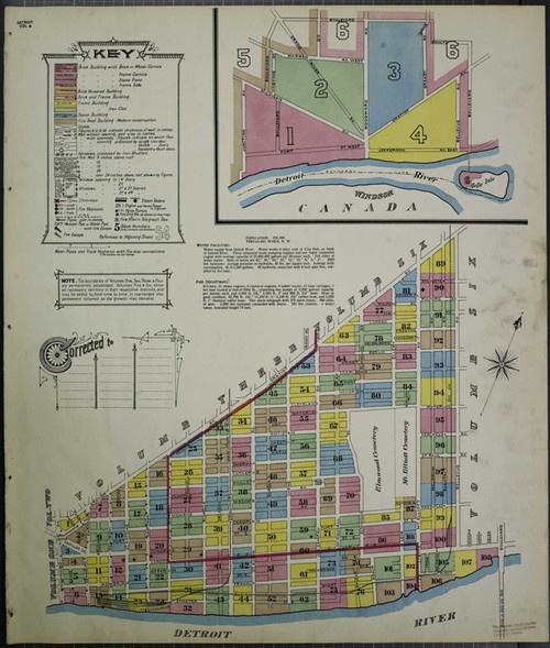 Detroit Michigan 1897 V4 - Fire Insurance Index - Old Map Reprint