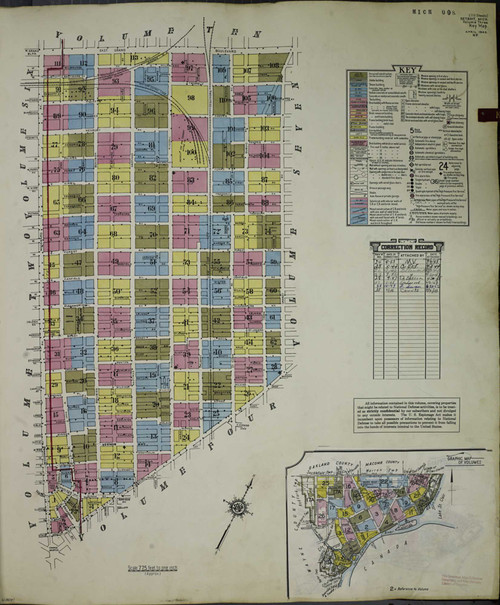 Detroit Michigan 1950 V3 - Fire Insurance Index - Old Map Reprint