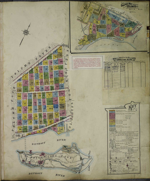 Detroit Michigan 1951 V8 - Fire Insurance Index - Old Map Reprint