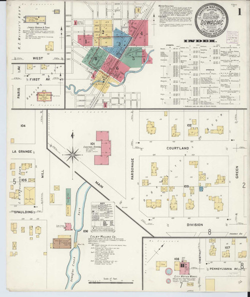 Dowagiac Michigan 1908 - Fire Insurance Index - Old Map Reprint