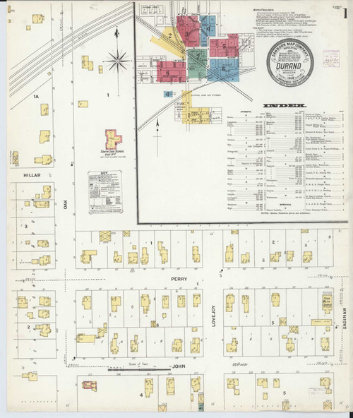 Durand Michigan 1908 - Fire Insurance Index - Old Map Reprint