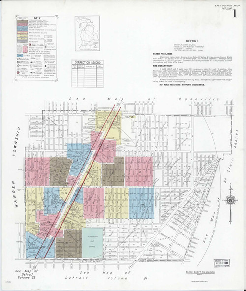East Detroit Michigan 1947 - Fire Insurance Index - Old Map Reprint